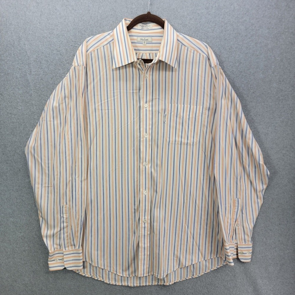 Faconnable Shirt Mens Size XL Stripes Casual Striped Long Sleeve vintage USA